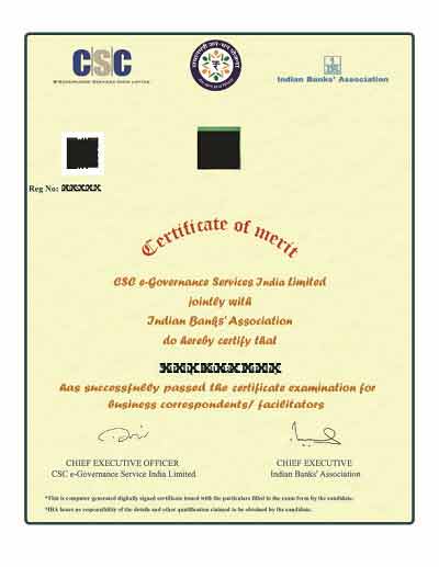 Bank Mitra Certificate cert