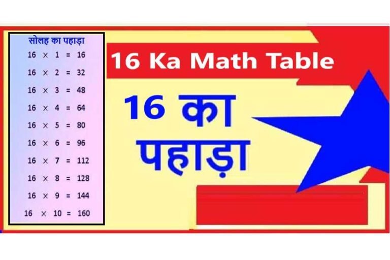 16 Ka Table