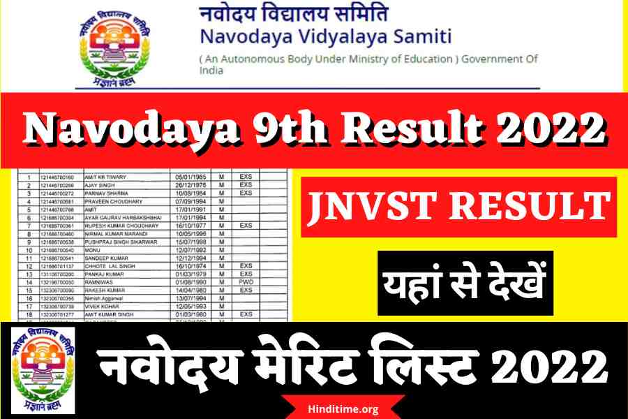 Navodaya Class 9 Result, Merit List Download Link